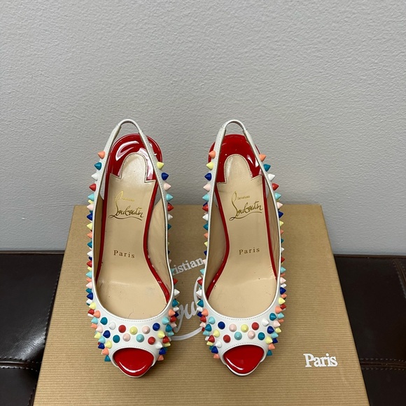 ***SOLD*** Christian Louboutin Lady Peep Sling Spike Pumps 36 - Picture 14 of 15